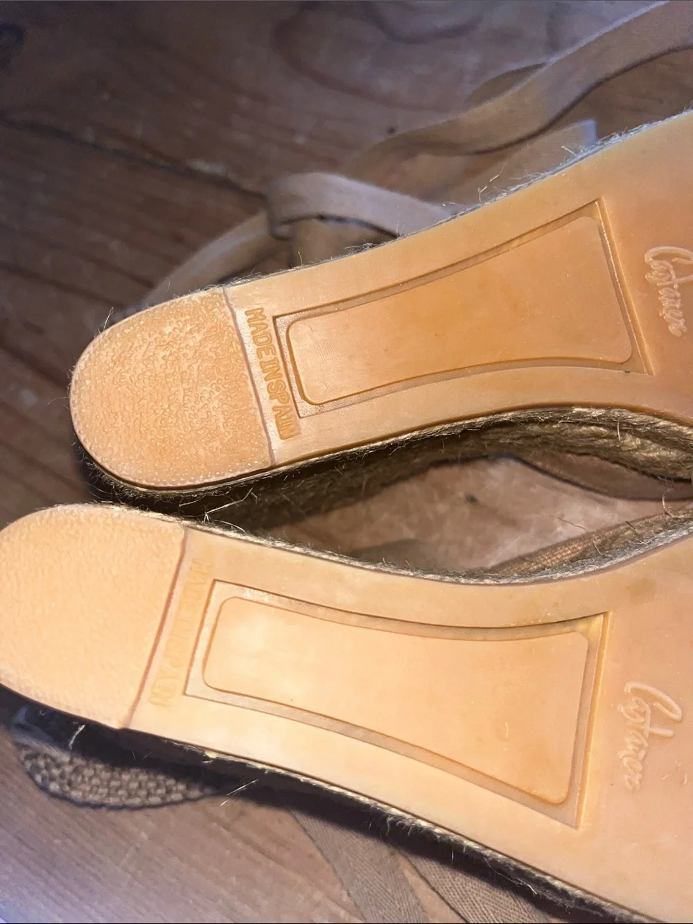 Castaner Taupe / Tan Canvas Espadrille Wedge with Ankle Tie